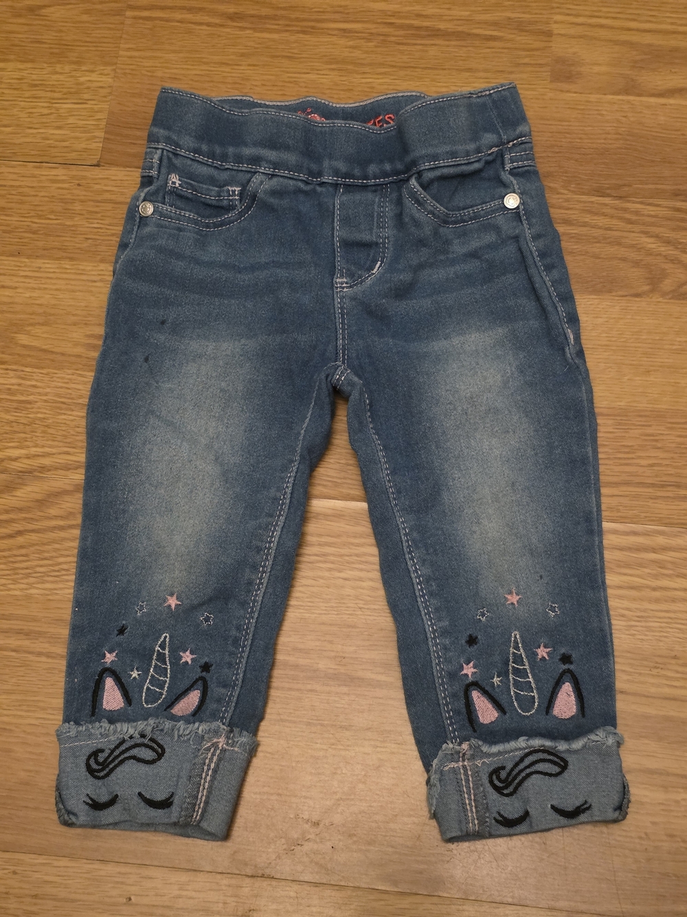 Beautees Blue Denim Unicorn Cuffed Jeans